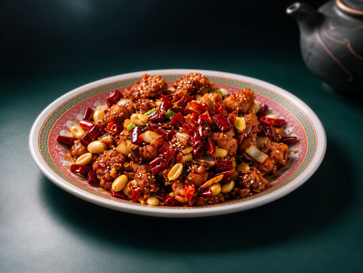Sichuan Hunan Spicy Chicken: crispy chicken tossed with dried chillies