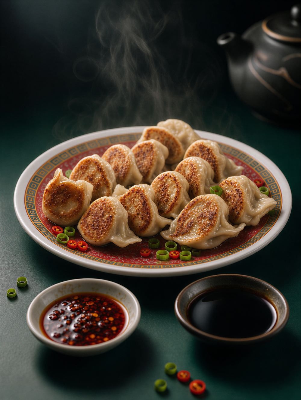 Steamed and fried dumplings at Four Seasons Noodle House